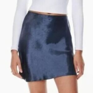 Navy Babaton mini slip satin skirt